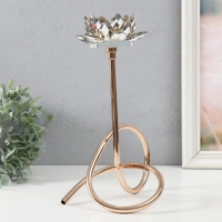 Подсвечник металл, акрил на 1 свечу "Золотой лотос. Завиток" d=4 см золото 19х29 см