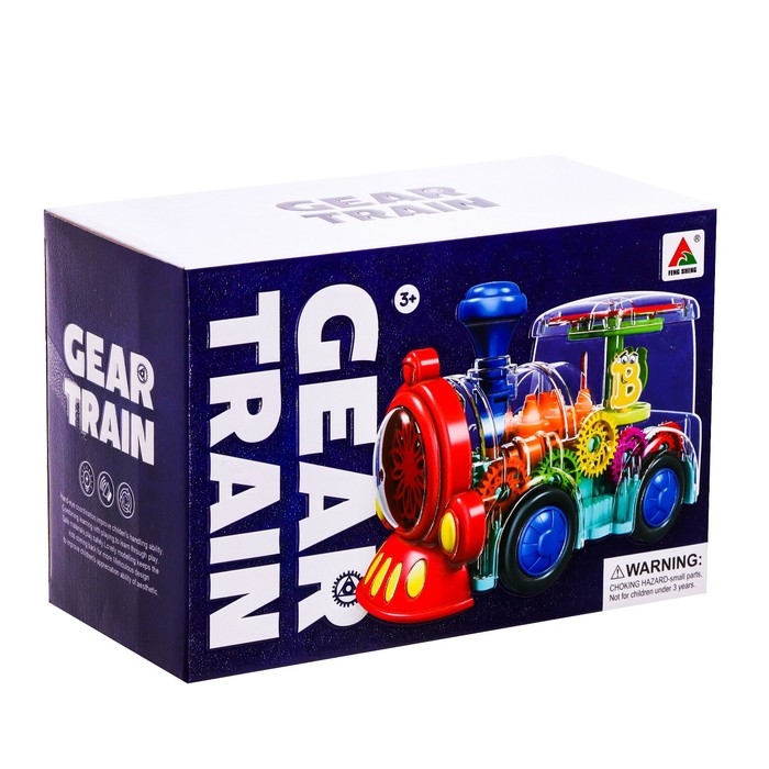 Паровоз &laquo;Шестерёнки&raquo;, световые и звуковые эффекты, работает от батареек, МИКС