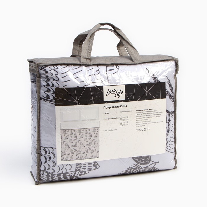 Покрывало LoveLife евро Owls 200*210±5см, микрофайбер, 100% п/э Покрывало LoveLife евро Owls 200*210±5см, микрофайбер, 100% п/э
