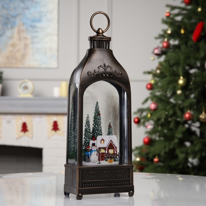 Фигура светодиодная &laquo;Зимний городок&raquo;, 36х12.8х6.5 см, музыка, батарейки ААх3 (не в комплекте), USB, свечение тёплое белое