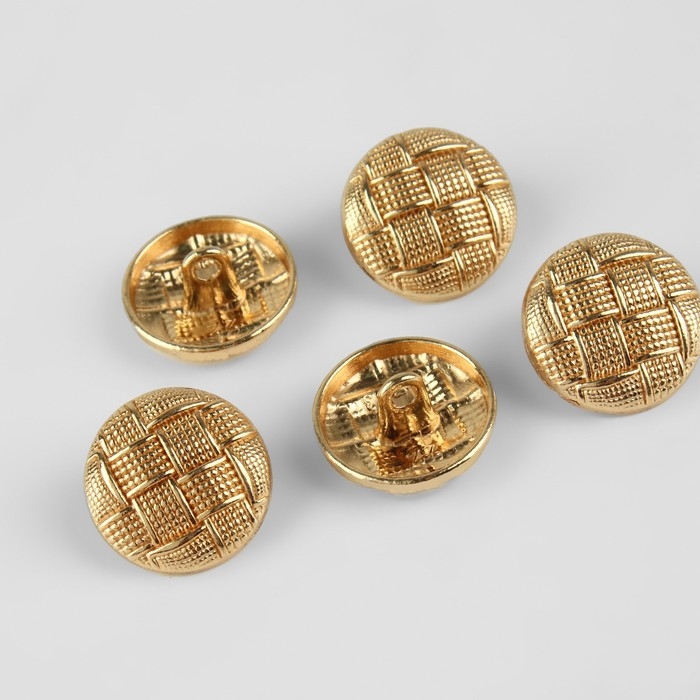 Набор металлических пуговиц на ножке, d = 18 мм, 5 шт, цвет золотой Набор металлических пуговиц на ножке, d = 18 мм, 5 шт, цвет золотой
