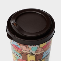 Стакан пластиковый с крышкой «IZI-GO», 550 мл, 9,3×9,1×15,8 см, декор МИКС, цвет тёмно-коричневый Стакан пластиковый с крышкой «IZI-GO», 550 мл, 9,3×9,1×15,8 см, декор МИКС, цвет тёмно-коричневый