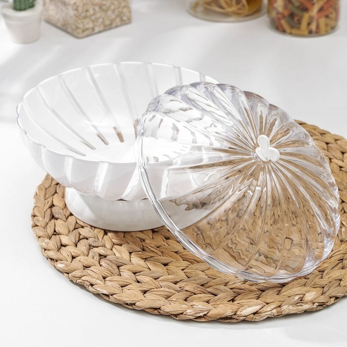 Ваза для хлеба и фруктов &laquo;Грация&raquo;, 1,5 л, h=14,5 см, d=21 см, цвет белый