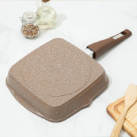 Сковорода-гриль &laquo;Гранит&raquo;, 24&times;24 см, съёмная ручка, стеклянная крышка, антипригарное покрытие, цвет коричневый