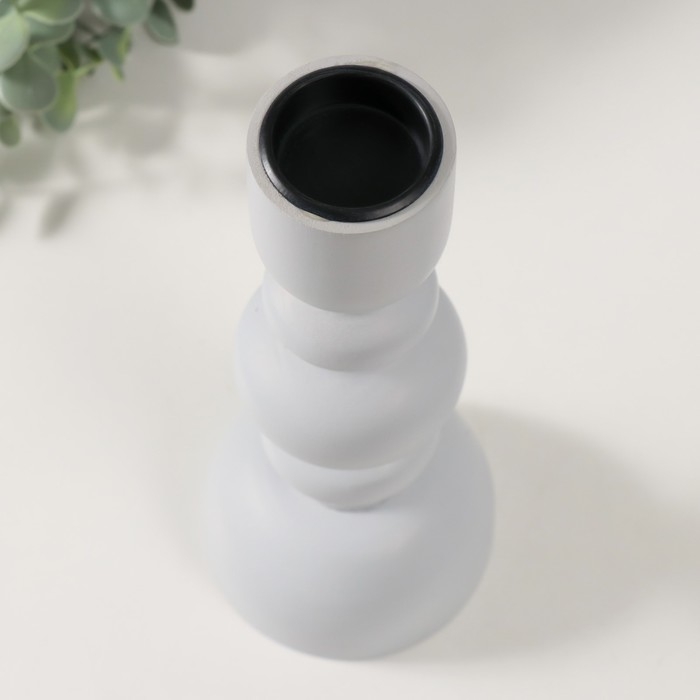 Подсвечник дерево на 1 свечу Подсвечник дерево на 1 свечу "Эллипсы" светло-серый 9,8х9,8х24 см