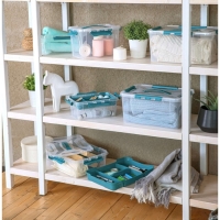 Ящик универсальный GRAND BOX, цвет голубой, с замками и вставкой-органайзером, 6,65 л Ящик универсальный GRAND BOX, цвет голубой, с замками и вставкой-органайзером, 6,65 л