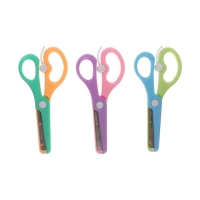 Ножницы пластиковые 13 см, фиксатор, с металлическими лезвиями и закруглёнными концами, безопасные, МИКС Ножницы пластиковые 13 см, фиксатор, с металлическими лезвиями и закруглёнными концами, безопасные, МИКС