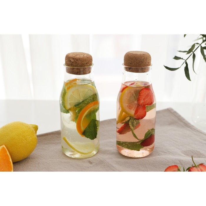 Бутылка стеклянная для соуса и масла с пробковой крышкой &laquo;Эко&raquo;, 400 мл, 6&times;16,5 см