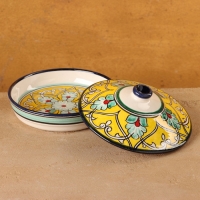 Масленка Риштанская Керамика "Узоры", 17 см, желтая Масленка Риштанская Керамика "Узоры", 17 см, желтая