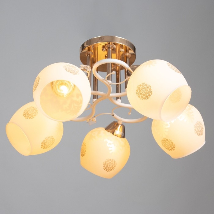 Люстра Люстра "Оливия" 5х60Вт Е27 Золото, белый 52х52х28см