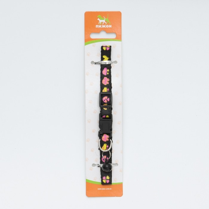 Ошейник двухслойный с фастексом Ошейник двухслойный с фастексом "Грибы" 30 х 1 см, чёрный