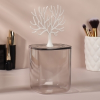 Органайзер для хранения &laquo;WOOD&raquo;, с крышкой, 9 &times; 10,8/20 см, в картонной коробке, цвет прозрачный/белый