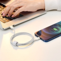 Кабель Baseus, Lightning - USB, 2.4 А, TPE оплётка, 1 м, белый
