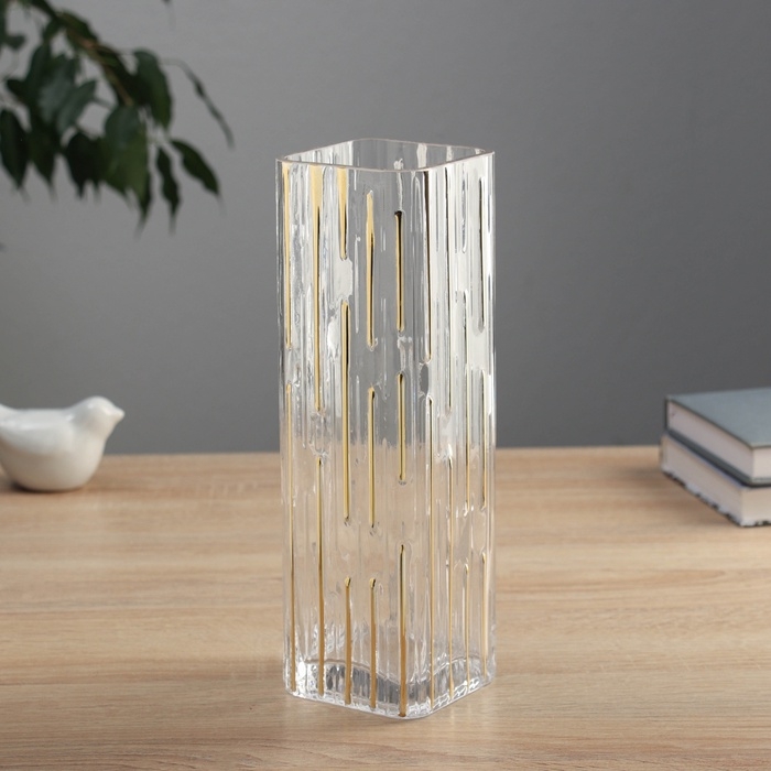 Ваза стекло настольная "Милагрос" штрихи, 25х8 см, прозрачный