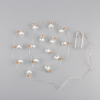 Гирлянда &laquo;Нить&raquo; 1.6 м с насадками &laquo;Шарики со звездой&raquo;, IP20, серебристая нить, 15 LED, батарейки ААх2 (нет в комплекте), свечение тёплое белое