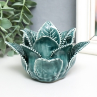 Подсвечник керамика на 1 свечу "Листья розы" d-4,2 см синий 13х13х9 см Подсвечник керамика на 1 свечу "Листья розы" d-4,2 см синий 13х13х9 см