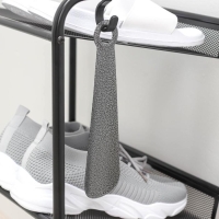 Ложка для обуви Доляна, с кольцом, металлическая, 22&times;5 см, покрытие антик серебро