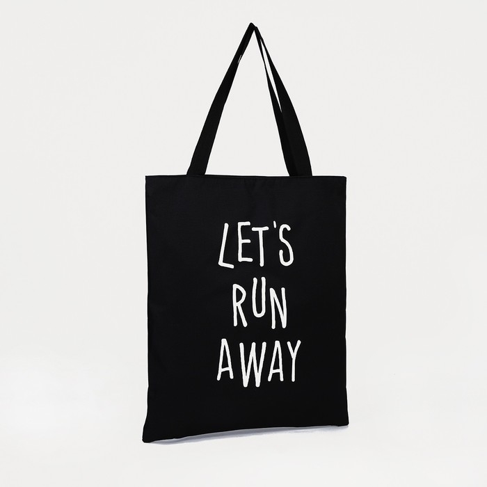 Сумка-шопер &laquo;Давай убежим далеко&raquo;, 40х35х0.5 см, без молнии, без подкладки, цвет чёрный
