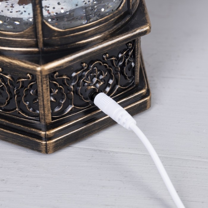 Светодиодная фигура &laquo;Фонарь с детьми и ёлкой&raquo; 13 &times; 28.5 &times; 12 см, пластик, батарейки ААх3 (не в комплекте), USB, свечение тёплое белое