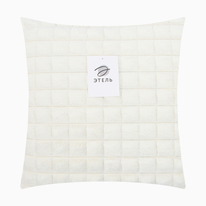 Наволочка декоративная Этель цвет молочный 43х43 см , велсофт, полиэстер
