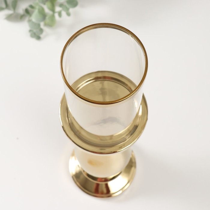 Подсвечник керамика, стекло на 1 свечу Подсвечник керамика, стекло на 1 свечу "Аванти" d=8 см золото 10х10х40,5 см