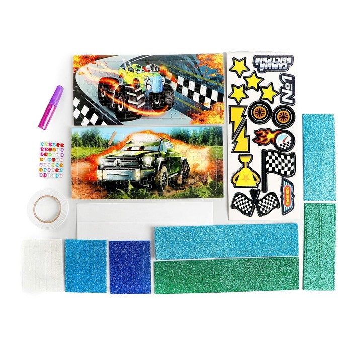 Набор для творчества &laquo;Пазл-аппликация&raquo; тачки