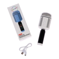Портативный караоке микрофон, 5 Вт, 1200 мАч, бело-черный Портативный караоке микрофон, 5 Вт, 1200 мАч, бело-черный