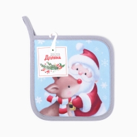 Новый год. Прихватка Доляна "Новогоднее волшебство" 17х17 см, 35% хл, 65% пэ, ватин 250 г/м2