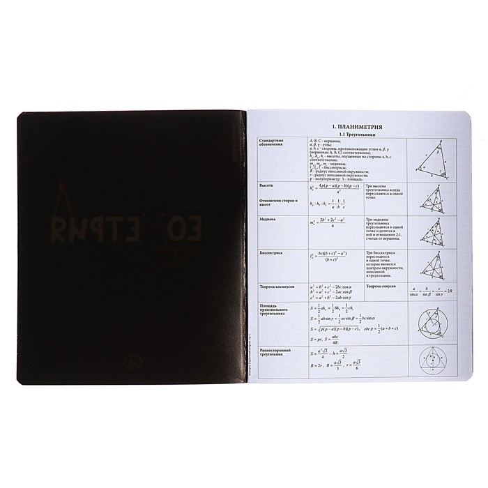 Тетрадь предметная ГЕОМЕТРИЯ, 48 листов в клетку, ErichKrause Inscription, обложка мелованный картон, твин-лак, блок офсет 100% белизна, инфо-блок