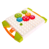 Конструктор винтовой &laquo;Пуговки и шестеренки&raquo;, 3 в 1, с шуруповёртом, 147 деталей и 12 карточек