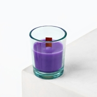 Ароматическая свеча в стекле &laquo;Цветочные поля&raquo;, с соевым воском: лаванда, 6 х 5 х 5 см.