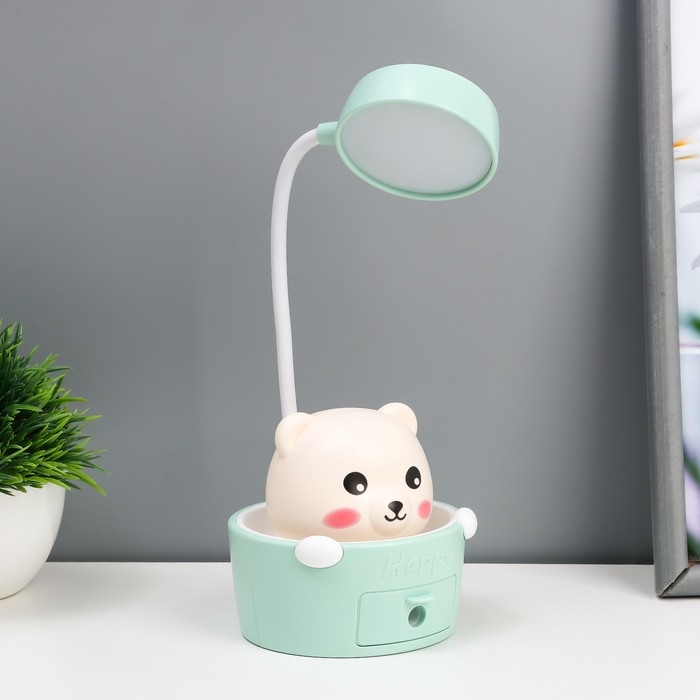 Светильник сенсорный с точилкой Светильник сенсорный с точилкой "Михалыч" LED, от USB/АКБ 6 Вт белый-зеленый 8х6х25 см RISALUX 1006