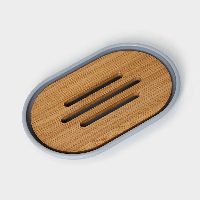 Набор аксессуаров для ванной комнаты SAVANNA &laquo;Вуди&raquo;, 6 предметов (мыльница, дозатор, 2 стакана, ёршик, ведро), цвет серый