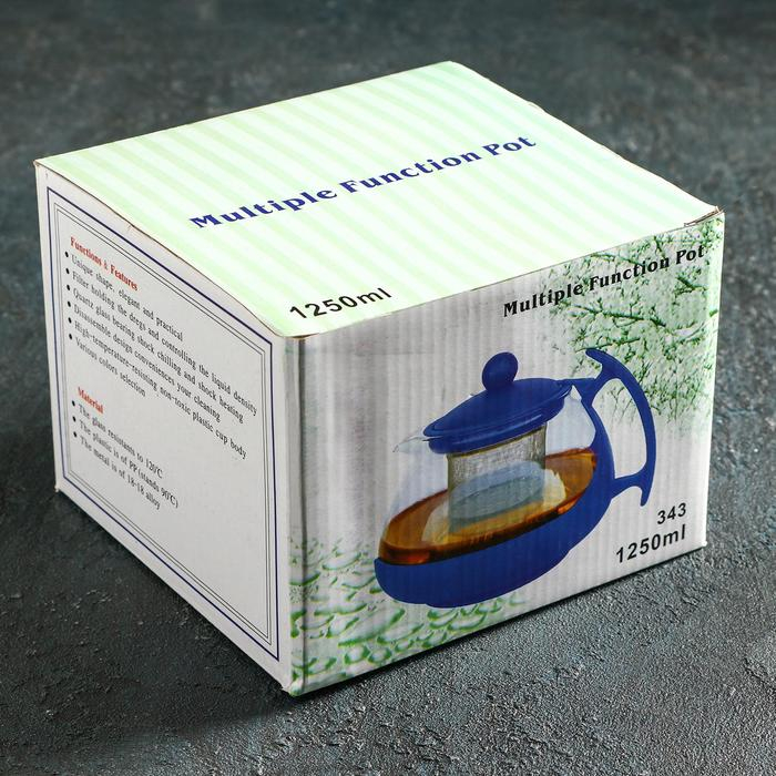 Чайник стеклянный заварочный &laquo;Фантазия&raquo;, 1,25 л, с металлическим ситом, цвет МИКС