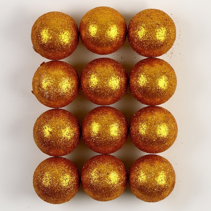 Новый год! Фигурка для поделок и декора &laquo;Шарик&raquo;, набор 12 шт., размер 1 шт. &mdash; 4 см, цвет золотой