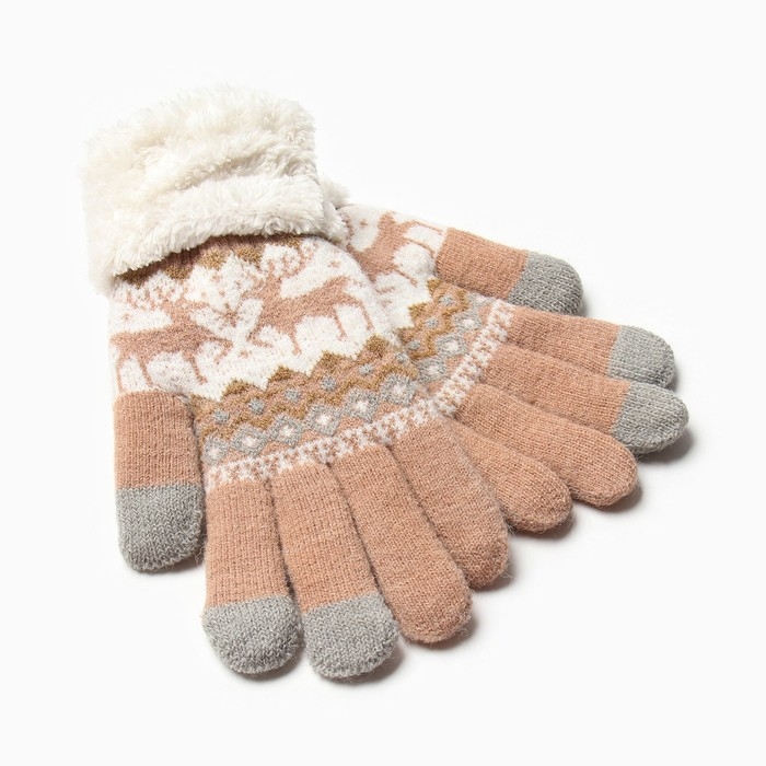 Перчатки женские на иск.меху MINAKU 22 см бежевый Перчатки женские на иск.меху MINAKU 22 см бежевый