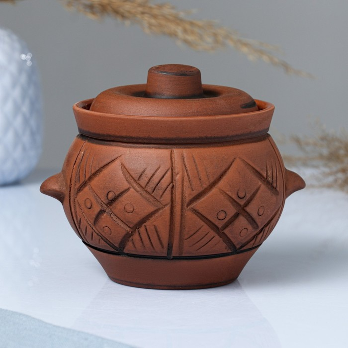 Горшок керамический для запекания Горшок керамический для запекания "Кунгурский" с ручками, молочение / 0,65л