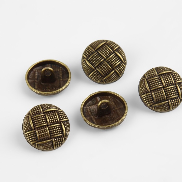 Набор металлических пуговиц на ножке, d = 18 мм, 5 шт, цвет антик Набор металлических пуговиц на ножке, d = 18 мм, 5 шт, цвет антик