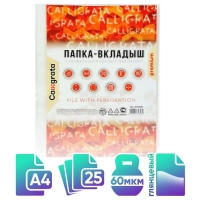 Файл-вкладыш А4, 60 мкм, Calligrata, плотные, глянцевый, вертикальный, 25 штук Файл-вкладыш А4, 60 мкм, Calligrata, плотные, глянцевый, вертикальный, 25 штук