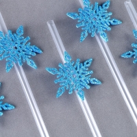 Новый год! Трубочка &laquo;Снежинки&raquo;, в наборе 6 шт., голубые
