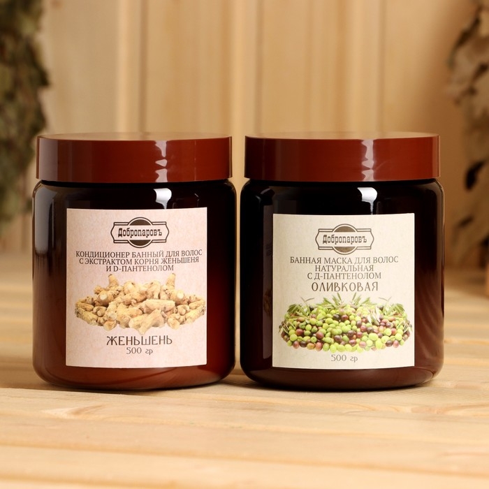 Набор маска и кондиционер-мусс Набор маска и кондиционер-мусс "Оливковая и Женьшеневая" по 500 мл