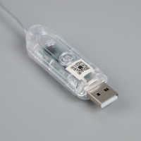 Умная гирлянда &laquo;Нить&raquo; 5 м роса с насадками &laquo;Звёздочки&raquo;, IP20, серебристая нить, 50 LED, пульт ДУ, приложение, свечение RGB, USB