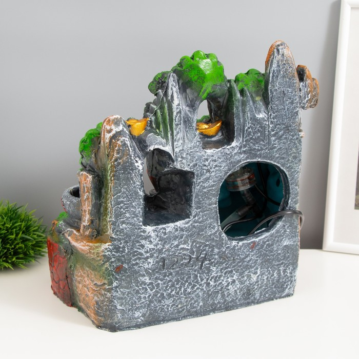 Фонтан настольный полистоун от сети свет Фонтан настольный полистоун от сети свет "Водяная мельница и пагода" 30х19х31 см