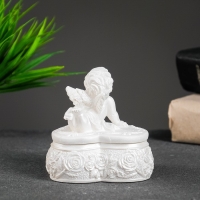 Шкатулка с крышкой "Сердце с ангелом" перламутровый, 9х8см Шкатулка с крышкой "Сердце с ангелом" перламутровый, 9х8см