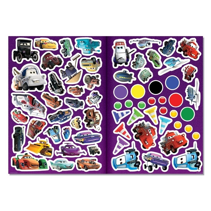 Набор &laquo;Учим цвета и решаем задачки&raquo;: 2 книги-раскладушки + многоразовые наклейки + 2 маркера, Тачки