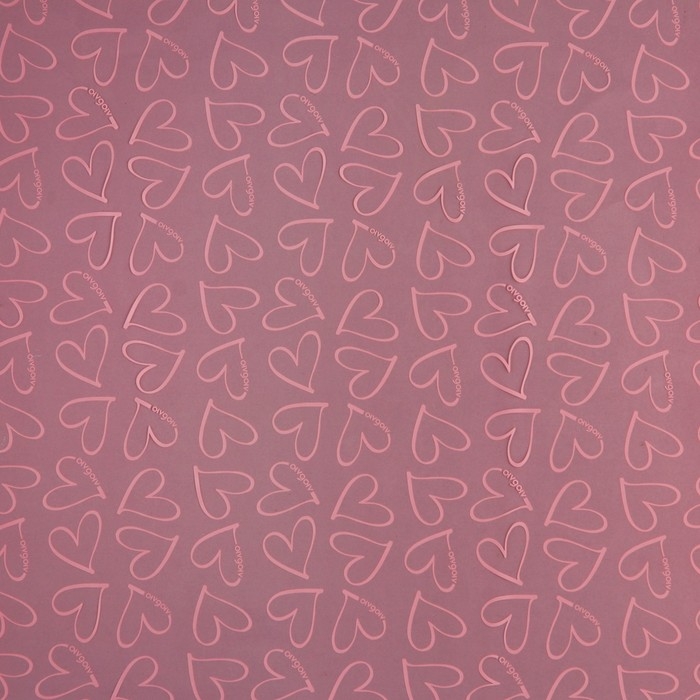 Плёнка для цветов упаковочная глянцевая прозрачная &laquo;Сердца&raquo;, розовые, 0.6 x 10 м