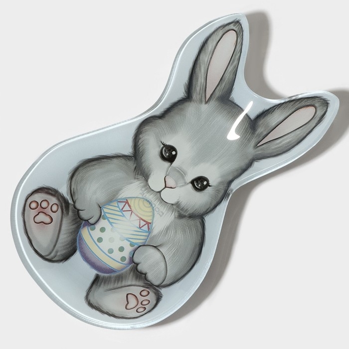 Блюдо стеклянное сервировочное Доляна &laquo;Пасхальный кролик&raquo;, 21&times;13,5&times;1,8 см