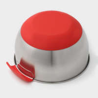 Миска из нержавеющей стали, 2,5 л, 23,5&times;20,5&times;11,5 см, с противоскользящим дном и мерной шкалой, силиконовая ручка, цвет МИКС