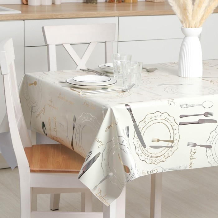 Клеёнка на стол &laquo;К обеду&raquo;, на тканевой основе, рулон 20 метров, ширина 137 см