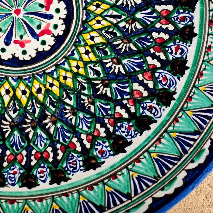 Ляган Риштанская Керамика "Узоры", 42 см, синий микс